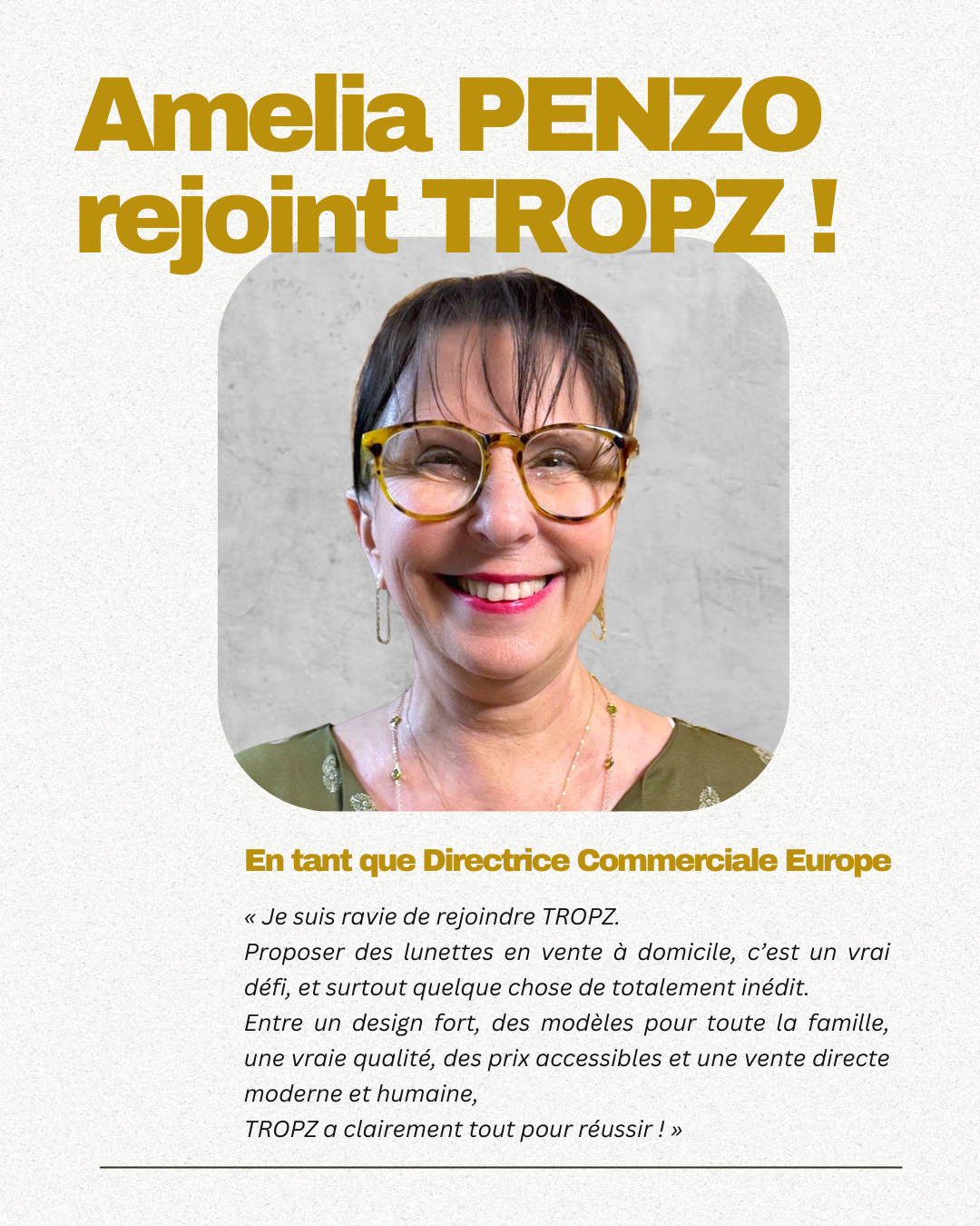 Amelia PENZO rejoint TROPZ !