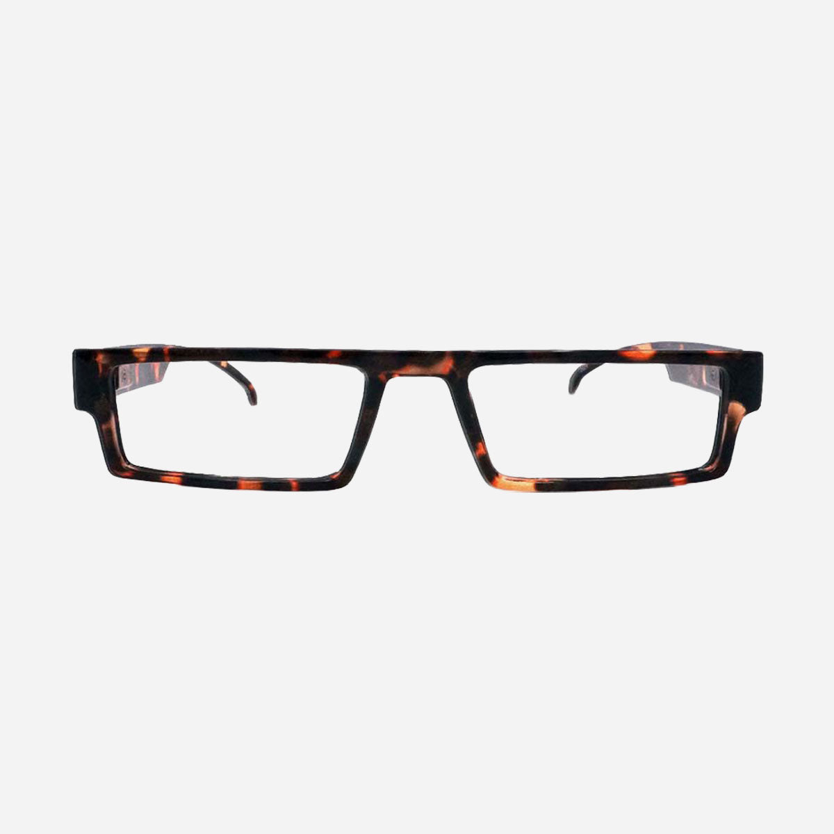 Lunettes de lecture bout de nez rectangulaires fines unisexes, coloris écaille Turtle, pour homme et femme presbytes.