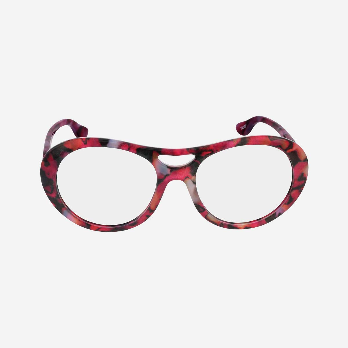 Lunettes de lecture aviateur T52 Aurore, monture écaille rose, rouge et noire, modèle femme