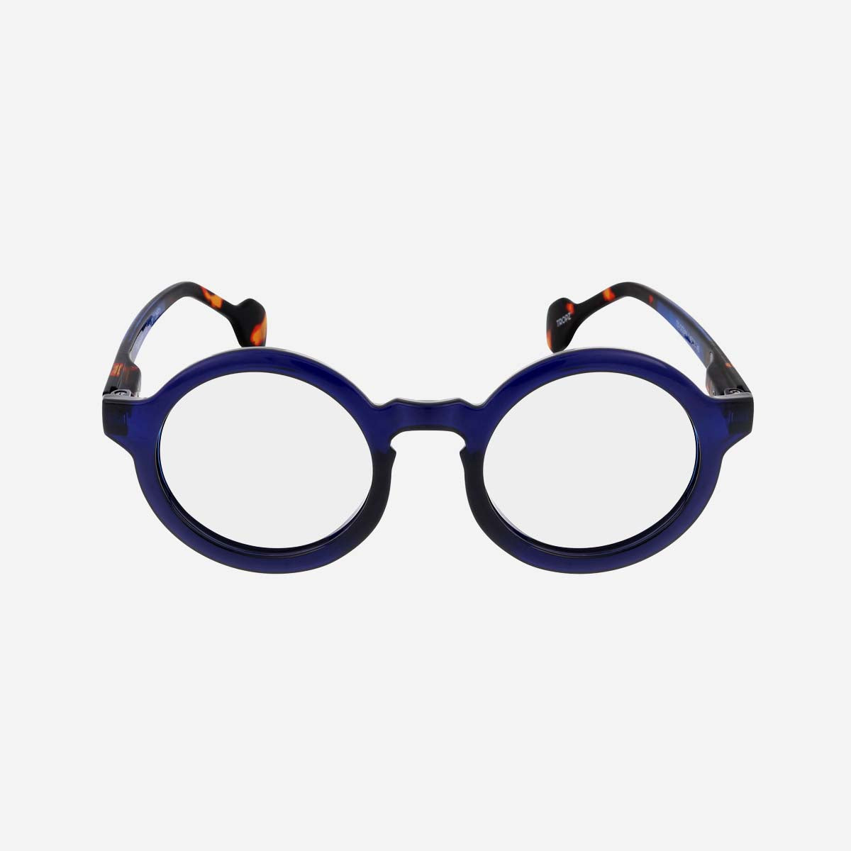 Lunettes de lecture rondes TROPZ T51 Ocean, monture bleu marine et branches écaille, modèle mixte homme et femme