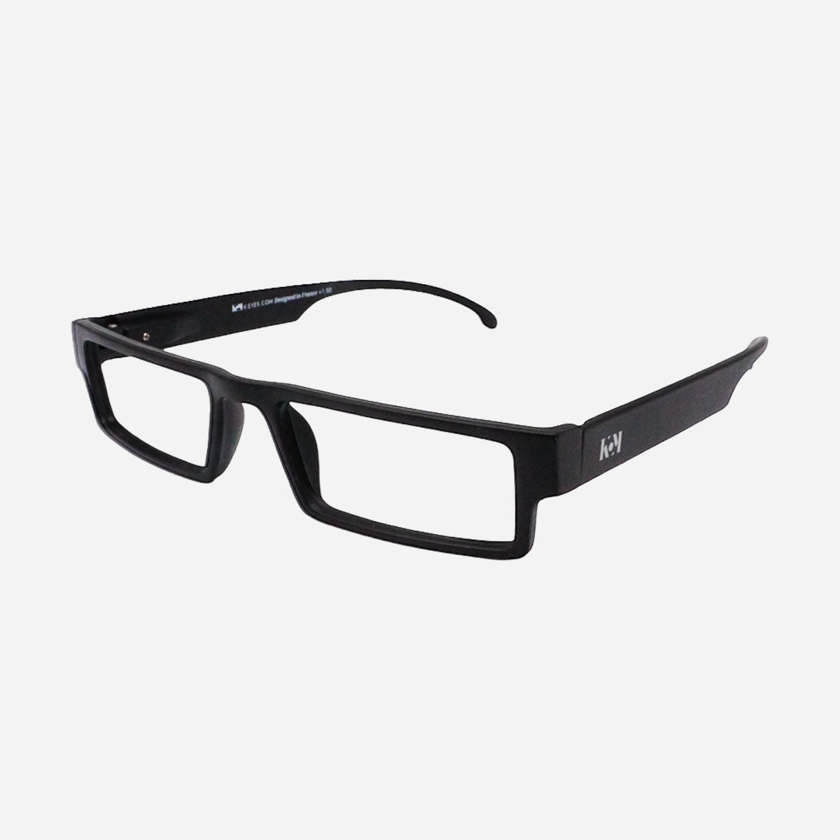 Lunettes de lecture rectangulaires fines coloris Black, modèle bout de nez unisexe pour la vision de près.