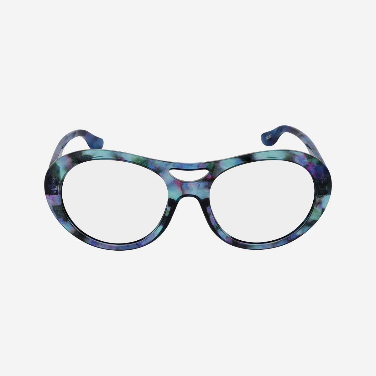 Lunettes de lecture aviateur T52 Mirage, monture effet écaille bleu, vert et violet, modèle femme