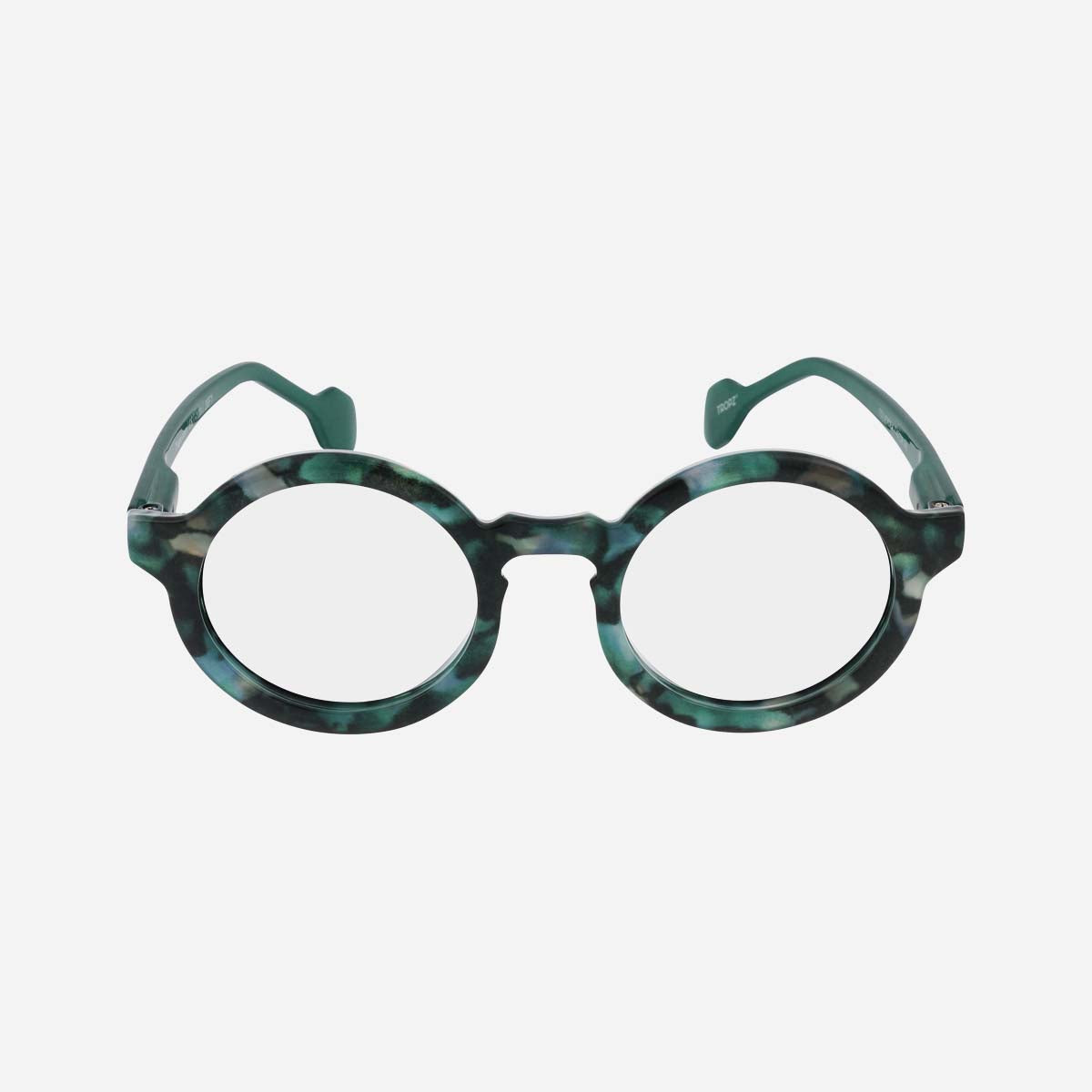 Lunettes de lecture rondes TROPZ T51 Verdea, monture effet écaille verte et branches vertes, modèle mixte homme et femme