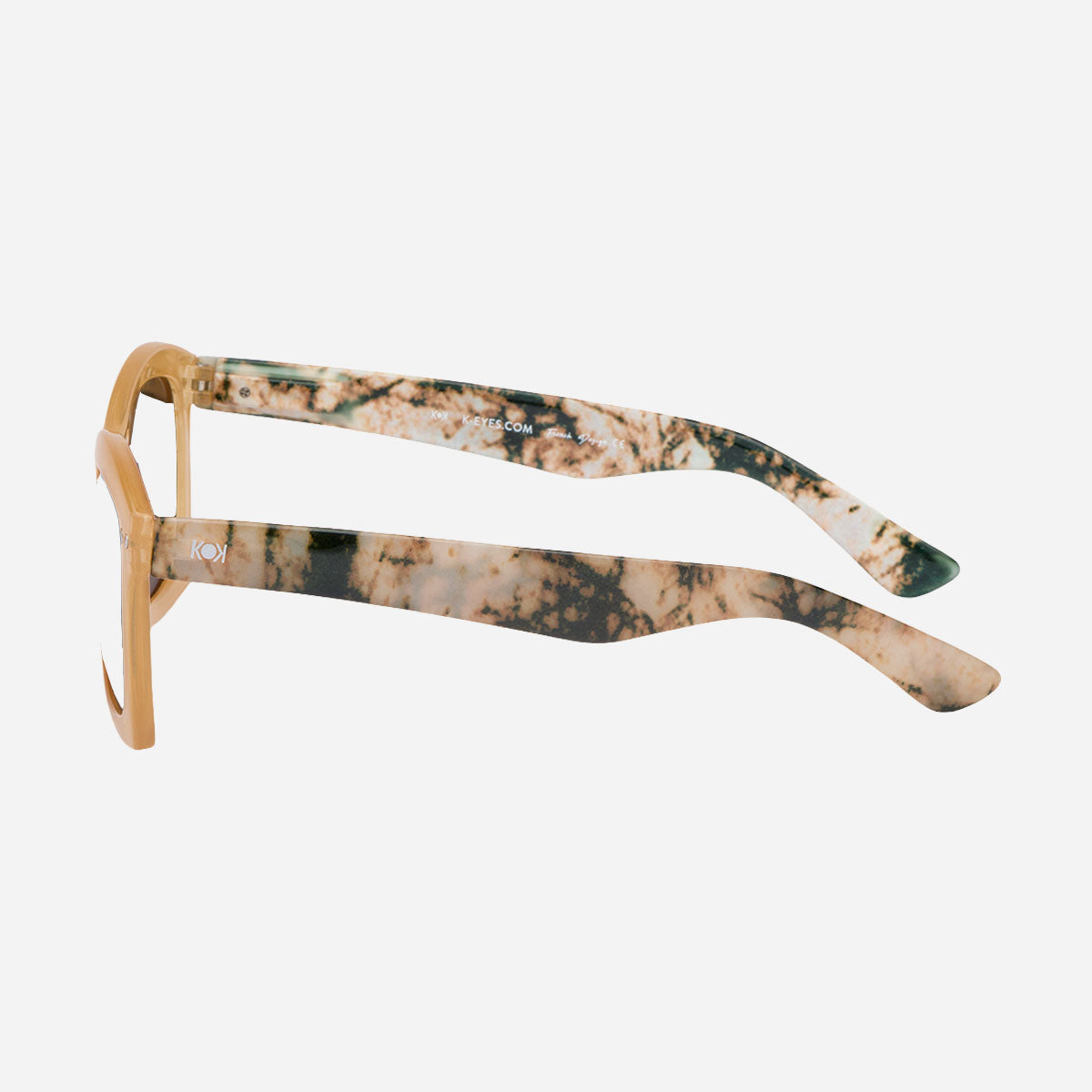 Lunettes de lecture femme rectangulaires oversize, monture beige miel originale pour la presbytie.